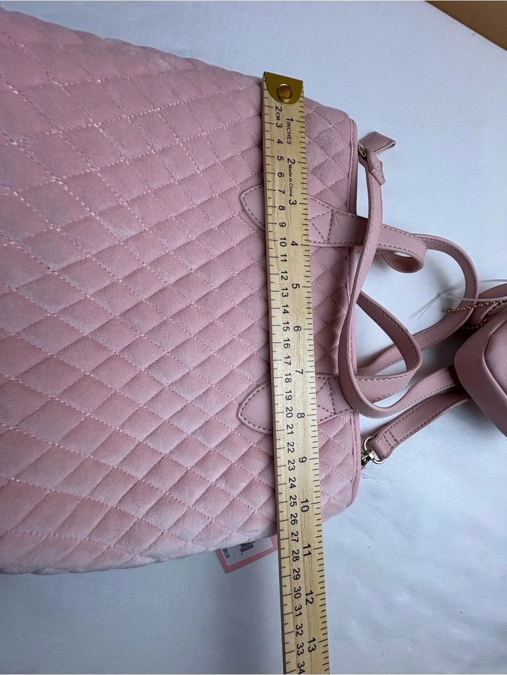 Juicy Couture Blush Pink Quilted Tote with Bow and Gold Heart Logo